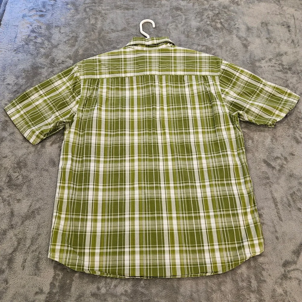 Wolverine Mens Green Plaid Short Sleeve Button Down Work Shirt Large 100% Cotton